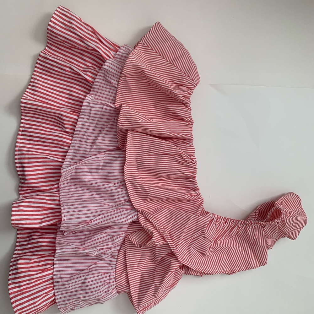 Red and White Striped Ruffle Top